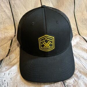 Vortex‎ Optics Total Ascent Black Canvas Black Mesh Baseball Cap Yellow Logo EUC